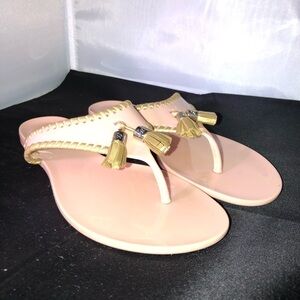 Jack Rogers Jelly Alana Baby Pink & Gold Flip Flops Size 6